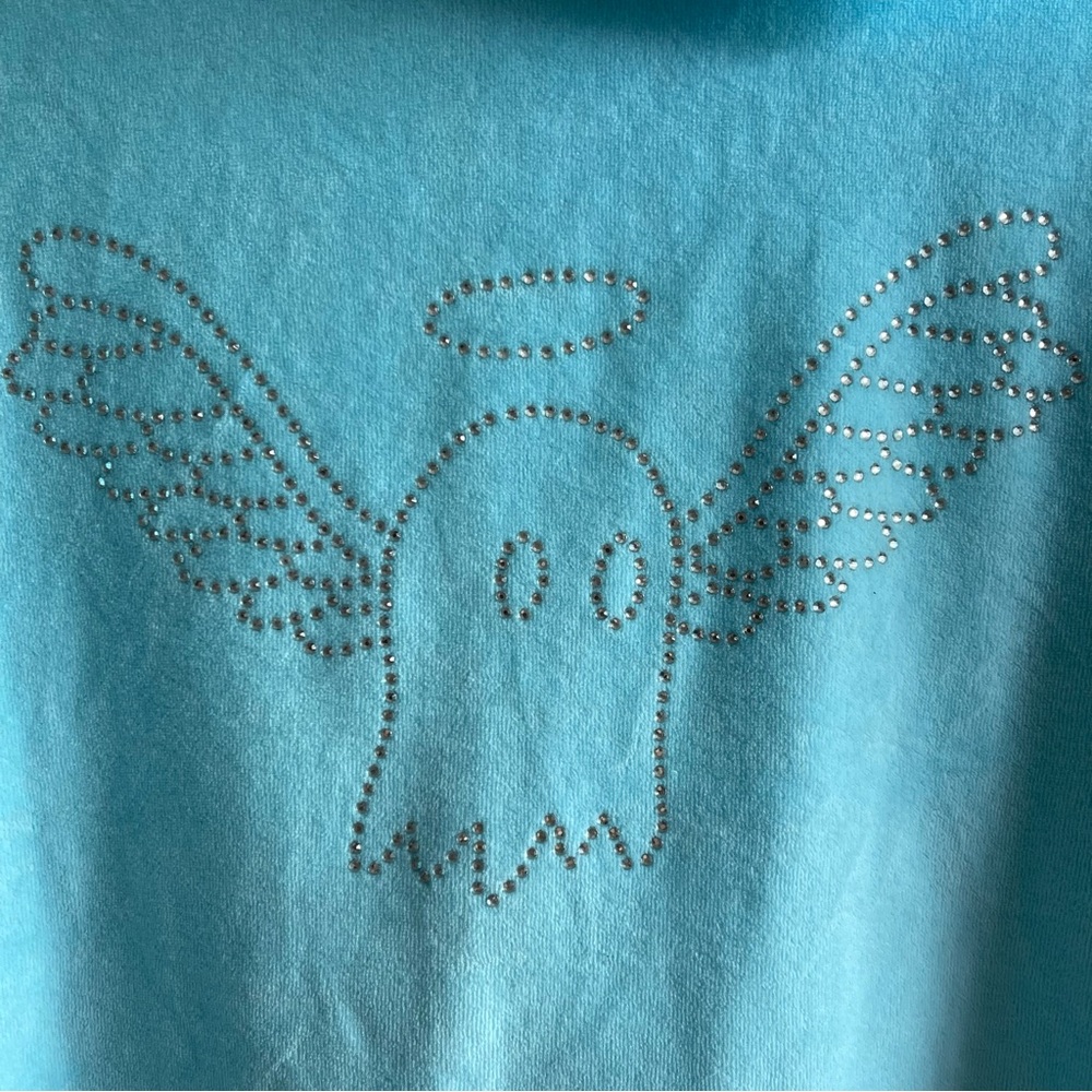 ✨RARE Lonely Ghost | Light Blue Y2K Rhinestone Velour Suit Jacket - Picture 14 of 16